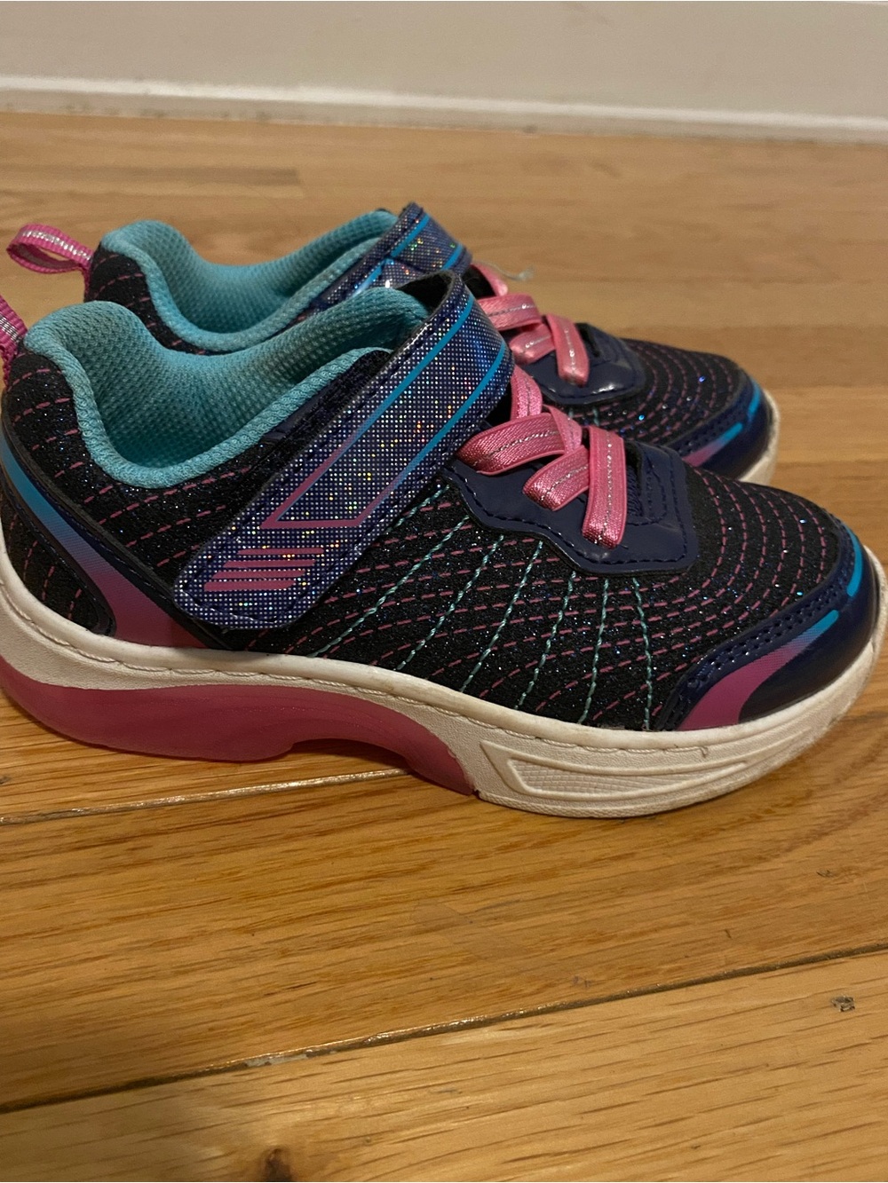 Athletic Works Navy, Pink & Teal Kids Sneakers (light up shoes)